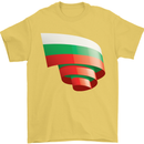 Curled Bulgaria Flag Bulgarian Day Football Mens T-Shirt 100% Cotton Yellow