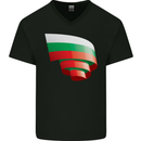Curled Bulgaria Flag Bulgarian Day Football Mens V-Neck Cotton T-Shirt Black