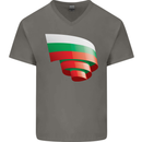 Curled Bulgaria Flag Bulgarian Day Football Mens V-Neck Cotton T-Shirt Charcoal