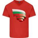 Curled Bulgaria Flag Bulgarian Day Football Mens V-Neck Cotton T-Shirt Red