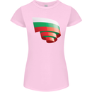 Curled Bulgaria Flag Bulgarian Day Football Womens Petite Cut T-Shirt Light Pink
