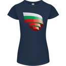 Curled Bulgaria Flag Bulgarian Day Football Womens Petite Cut T-Shirt Navy Blue