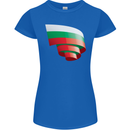 Curled Bulgaria Flag Bulgarian Day Football Womens Petite Cut T-Shirt Royal Blue