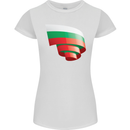 Curled Bulgaria Flag Bulgarian Day Football Womens Petite Cut T-Shirt White