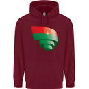 Curled Burkina Faso Flag Day Football Childrens Kids Hoodie Maroon