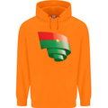 Curled Burkina Faso Flag Day Football Childrens Kids Hoodie Orange