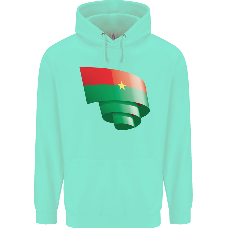 Curled Burkina Faso Flag Day Football Childrens Kids Hoodie Peppermint