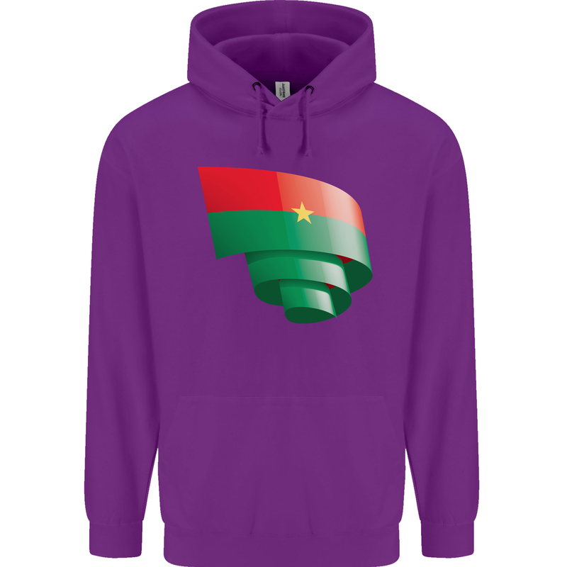 Curled Burkina Faso Flag Day Football Childrens Kids Hoodie Purple