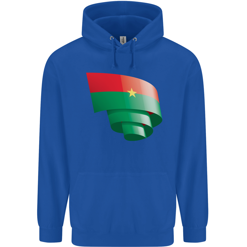 Curled Burkina Faso Flag Day Football Childrens Kids Hoodie Royal Blue