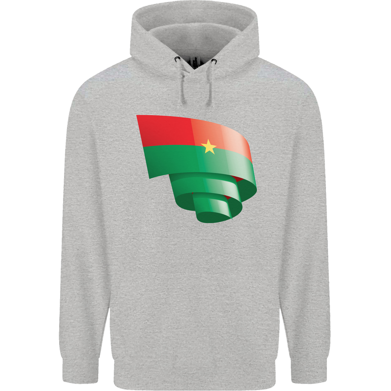 Curled Burkina Faso Flag Day Football Childrens Kids Hoodie Sports Grey