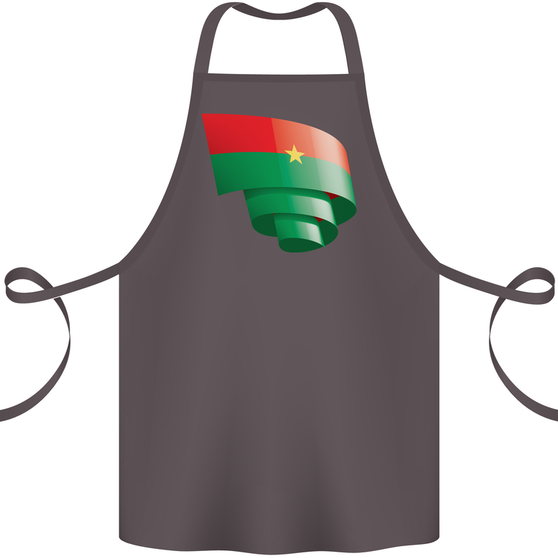 Curled Burkina Faso Flag Day Football Cotton Apron 100% Organic Dark Grey