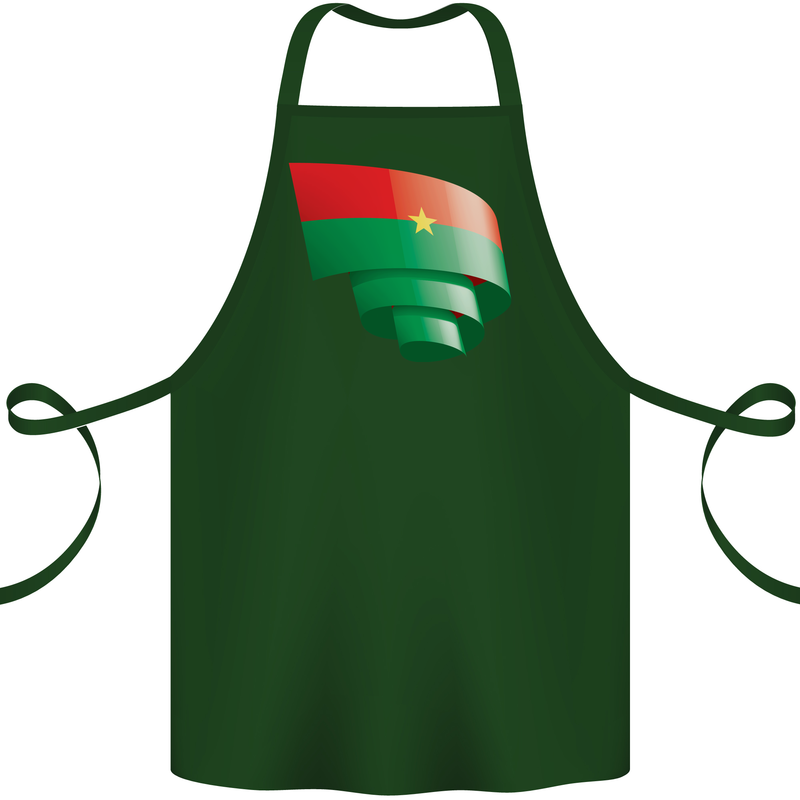 Curled Burkina Faso Flag Day Football Cotton Apron 100% Organic Forest Green