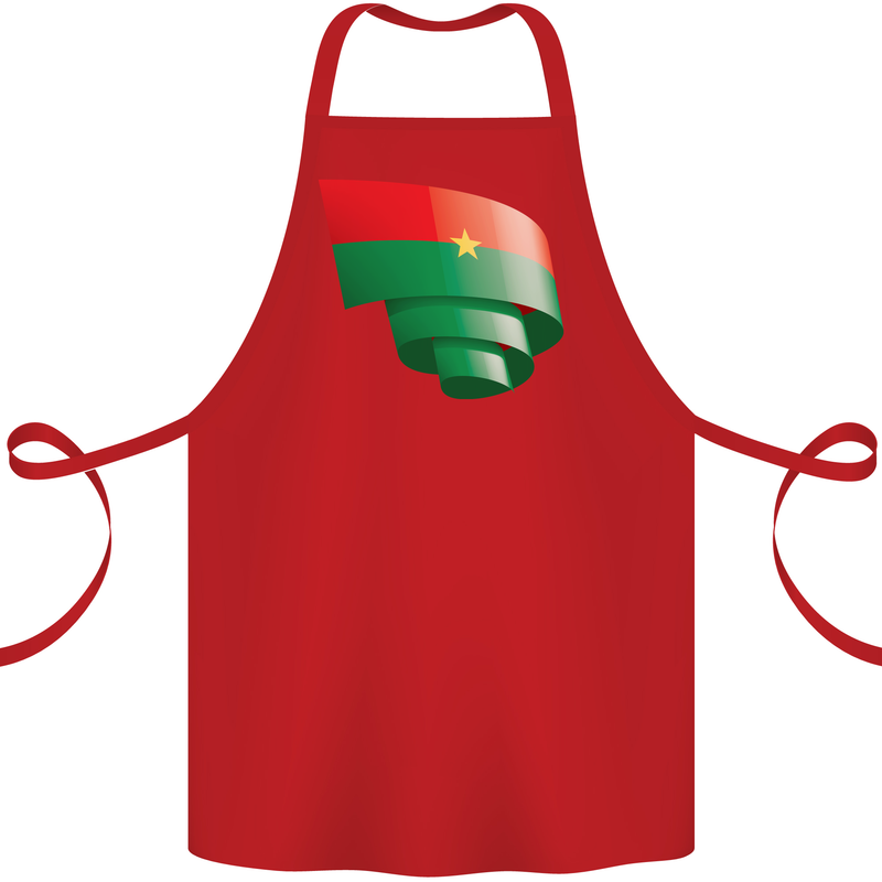 Curled Burkina Faso Flag Day Football Cotton Apron 100% Organic Red