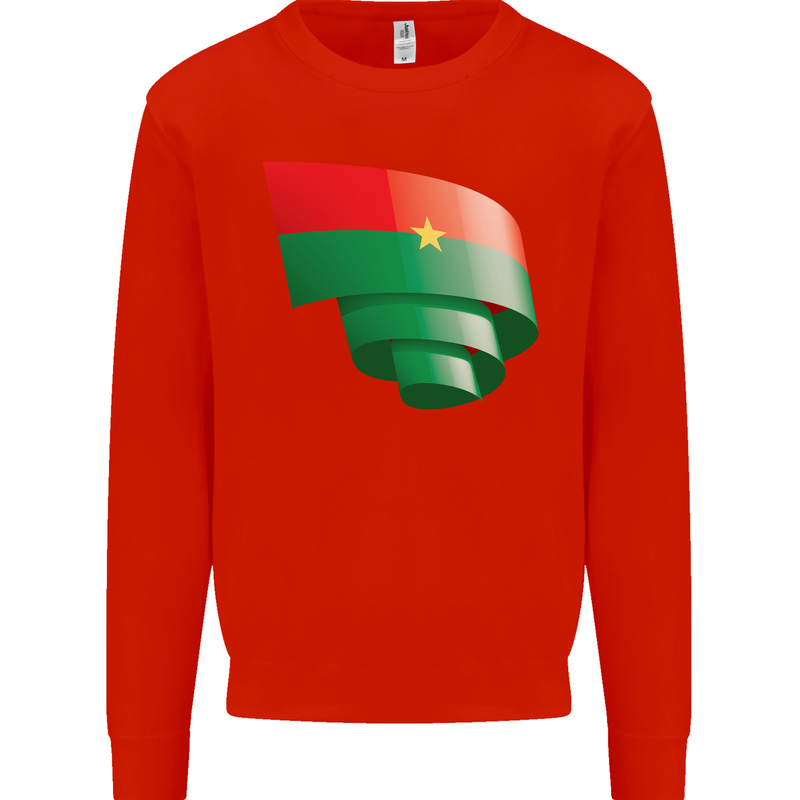 Curled Burkina Faso Flag Day Football Kids Sweatshirt Jumper Bright Red