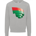 Curled Burkina Faso Flag Day Football Kids Sweatshirt Jumper Sports Grey