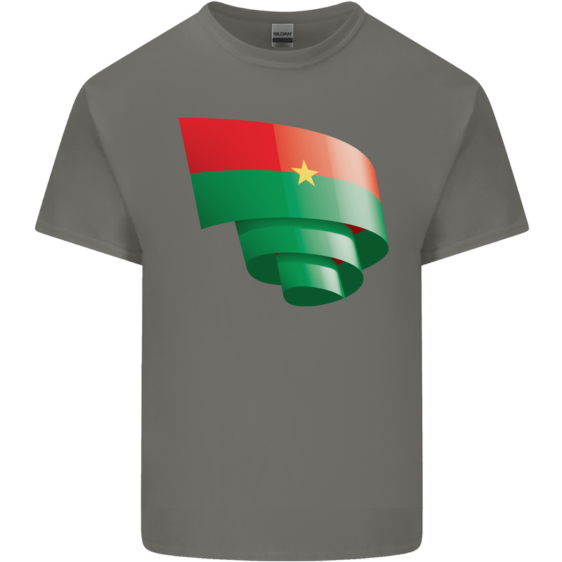 Curled Burkina Faso Flag Day Football Kids T-Shirt Childrens Charcoal
