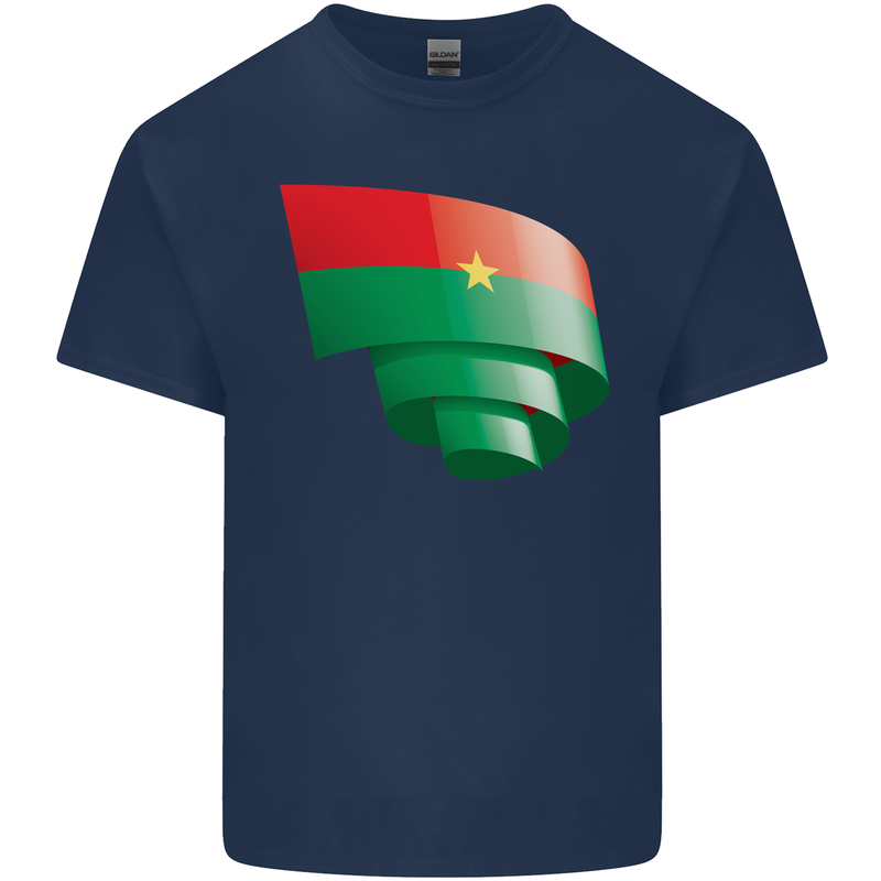 Curled Burkina Faso Flag Day Football Kids T-Shirt Childrens Navy Blue
