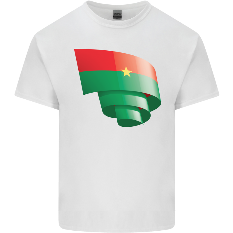 Curled Burkina Faso Flag Day Football Kids T-Shirt Childrens White