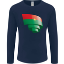 Curled Burkina Faso Flag Day Football Mens Long Sleeve T-Shirt Navy Blue