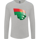 Curled Burkina Faso Flag Day Football Mens Long Sleeve T-Shirt Sports Grey