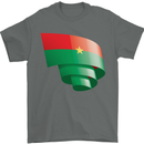 Curled Burkina Faso Flag Day Football Mens T-Shirt 100% Cotton Charcoal