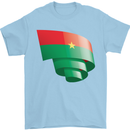 Curled Burkina Faso Flag Day Football Mens T-Shirt 100% Cotton Light Blue