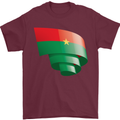 Curled Burkina Faso Flag Day Football Mens T-Shirt 100% Cotton Maroon
