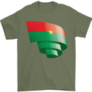 Curled Burkina Faso Flag Day Football Mens T-Shirt 100% Cotton Military Green