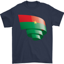 Curled Burkina Faso Flag Day Football Mens T-Shirt 100% Cotton Navy Blue