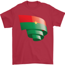 Curled Burkina Faso Flag Day Football Mens T-Shirt 100% Cotton Red