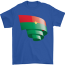 Curled Burkina Faso Flag Day Football Mens T-Shirt 100% Cotton Royal Blue