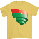 Curled Burkina Faso Flag Day Football Mens T-Shirt 100% Cotton Yellow