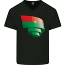 Curled Burkina Faso Flag Day Football Mens V-Neck Cotton T-Shirt Black