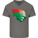 Curled Burkina Faso Flag Day Football Mens V-Neck Cotton T-Shirt Charcoal