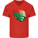 Curled Burkina Faso Flag Day Football Mens V-Neck Cotton T-Shirt Red