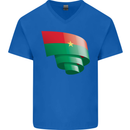 Curled Burkina Faso Flag Day Football Mens V-Neck Cotton T-Shirt Royal Blue