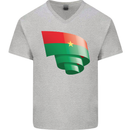 Curled Burkina Faso Flag Day Football Mens V-Neck Cotton T-Shirt Sports Grey