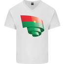 Curled Burkina Faso Flag Day Football Mens V-Neck Cotton T-Shirt White