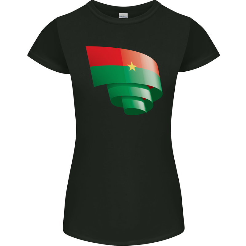 Curled Burkina Faso Flag Day Football Womens Petite Cut T-Shirt Black
