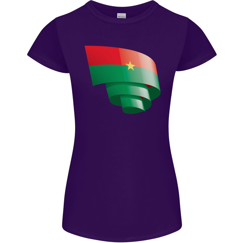 Curled Burkina Faso Flag Day Football Womens Petite Cut T-Shirt Purple