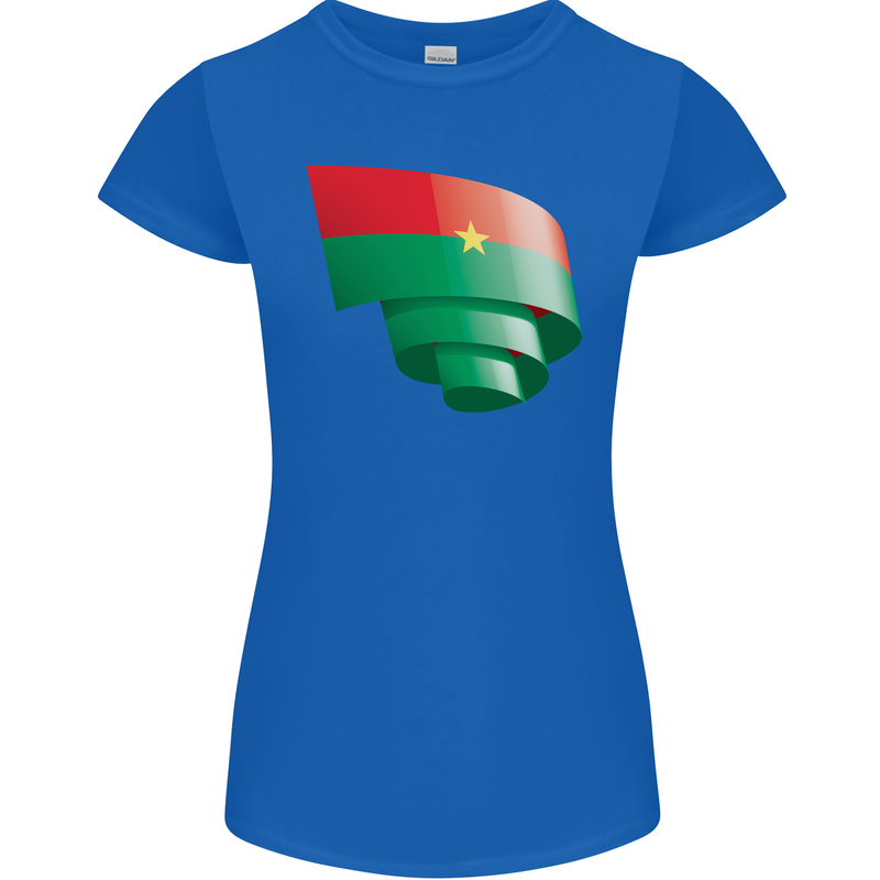 Curled Burkina Faso Flag Day Football Womens Petite Cut T-Shirt Royal Blue