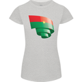 Curled Burkina Faso Flag Day Football Womens Petite Cut T-Shirt Sports Grey