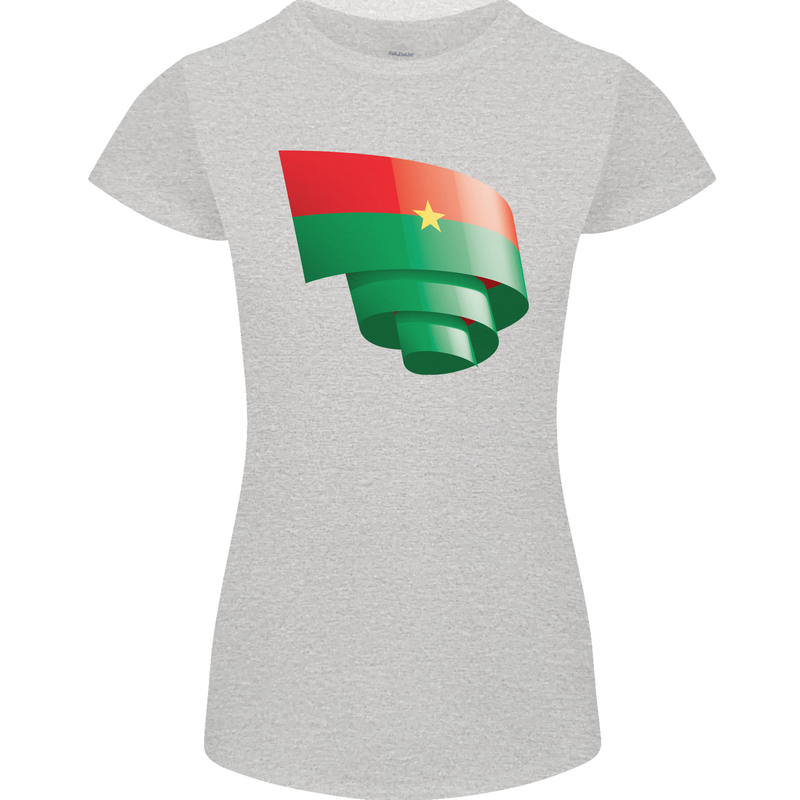 Curled Burkina Faso Flag Day Football Womens Petite Cut T-Shirt Sports Grey