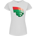 Curled Burkina Faso Flag Day Football Womens Petite Cut T-Shirt White