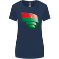 Curled Burkina Faso Flag Day Football Womens Wider Cut T-Shirt Navy Blue