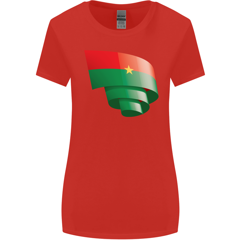 Curled Burkina Faso Flag Day Football Womens Wider Cut T-Shirt Red