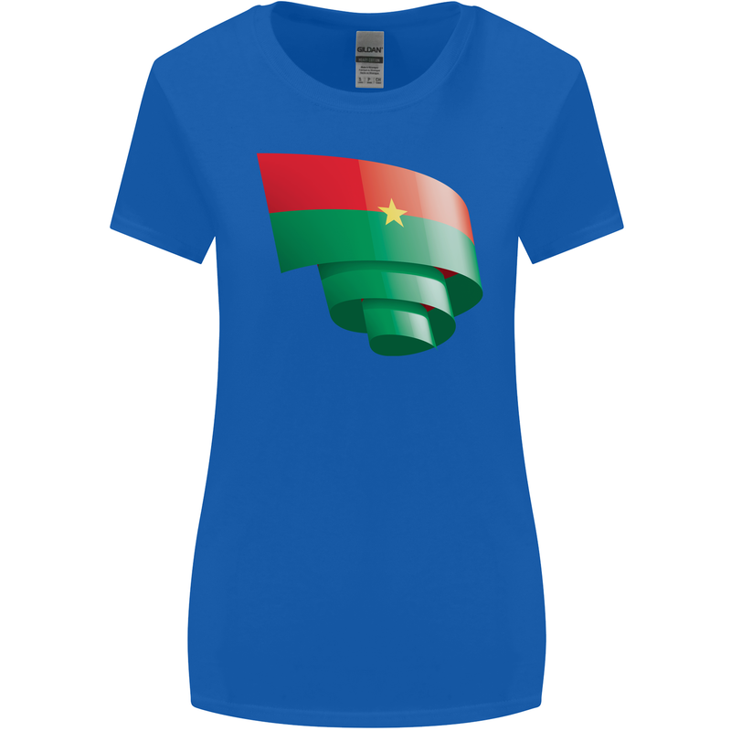 Curled Burkina Faso Flag Day Football Womens Wider Cut T-Shirt Royal Blue