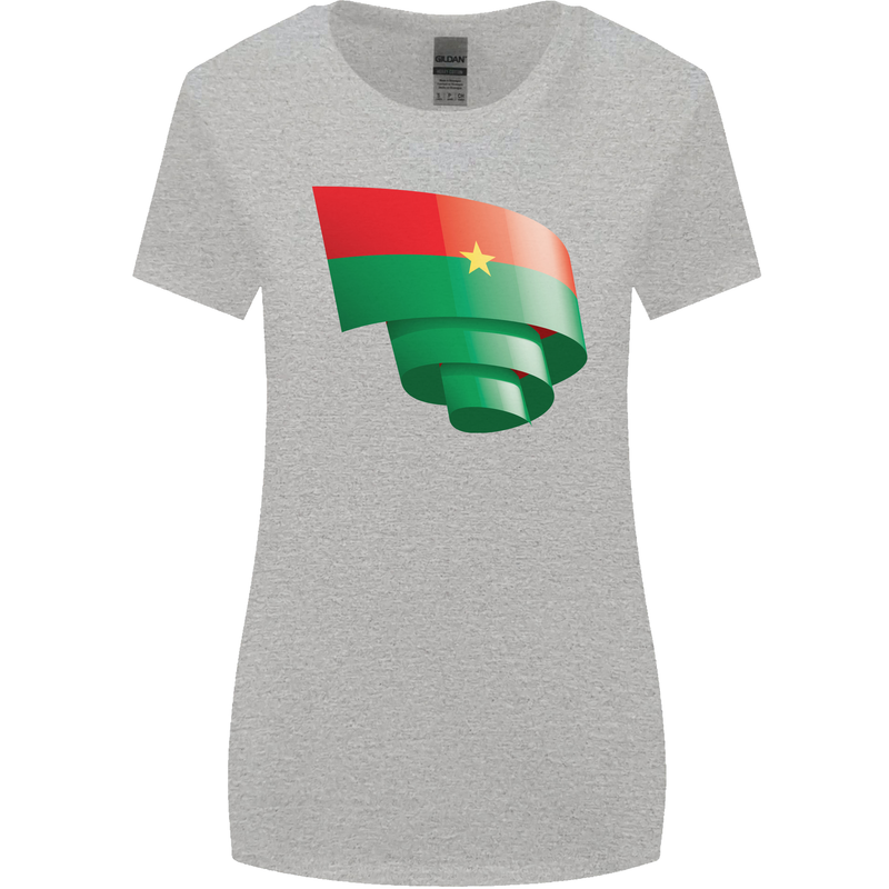Curled Burkina Faso Flag Day Football Womens Wider Cut T-Shirt Sports Grey