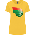 Curled Burkina Faso Flag Day Football Womens Wider Cut T-Shirt Yellow