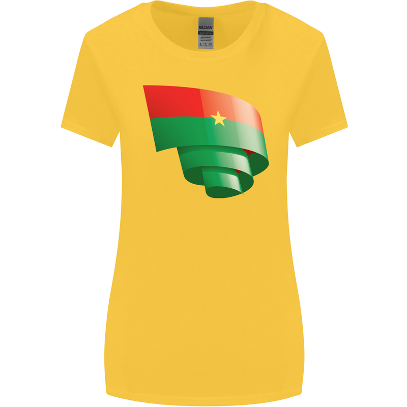 Curled Burkina Faso Flag Day Football Womens Wider Cut T-Shirt Yellow
